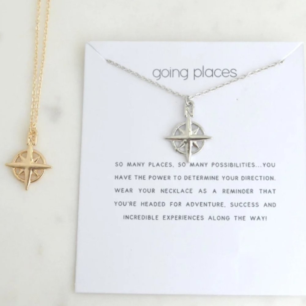 Personality necklace - compass "going places"